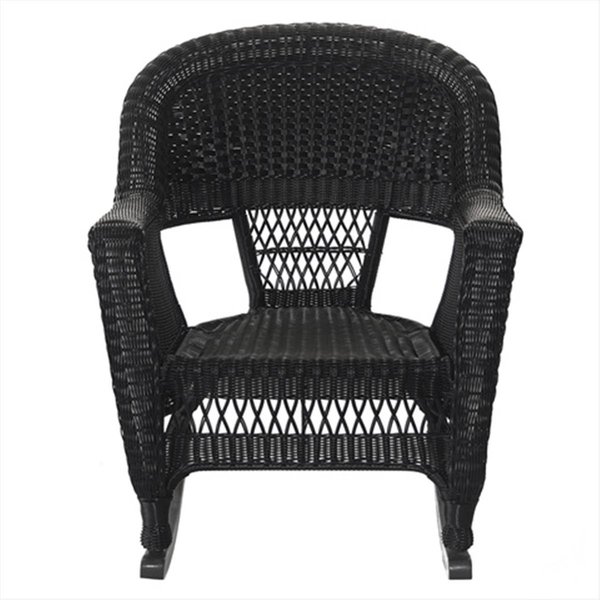 Propation W00207R-D-2-RCES016 3 Piece Black Rocker Wicker Chair Set With Orange Cushion PR2593353